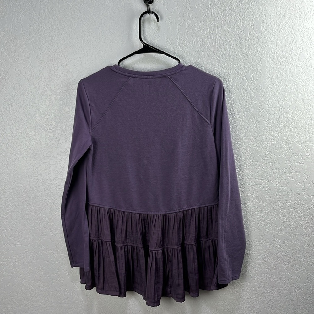 Simply‎ Vera Vera Wang Women’s Purple Peplum Blouse Casual Pullover Sz S chic - Picture 8 of 9